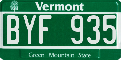 VT license plate BYF935