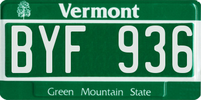 VT license plate BYF936