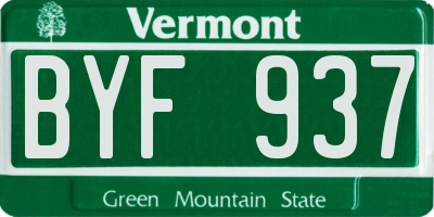 VT license plate BYF937