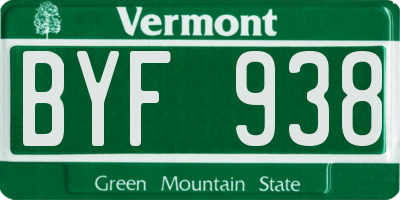 VT license plate BYF938