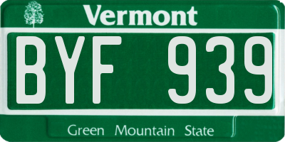 VT license plate BYF939