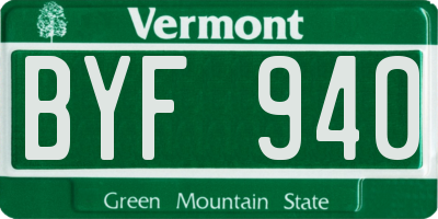 VT license plate BYF940