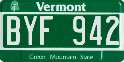 VT license plate BYF942