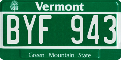 VT license plate BYF943