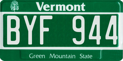 VT license plate BYF944