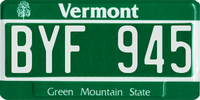 VT license plate BYF945