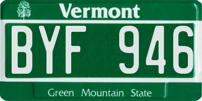VT license plate BYF946