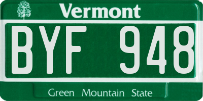 VT license plate BYF948
