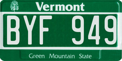 VT license plate BYF949