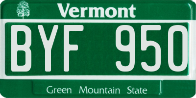 VT license plate BYF950