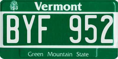 VT license plate BYF952