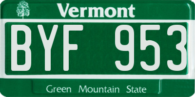 VT license plate BYF953