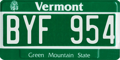 VT license plate BYF954