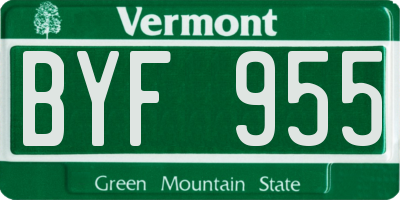 VT license plate BYF955