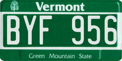 VT license plate BYF956