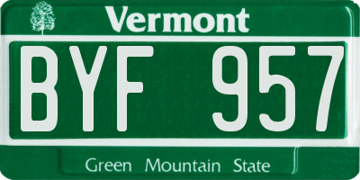 VT license plate BYF957