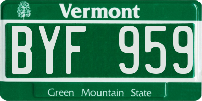 VT license plate BYF959