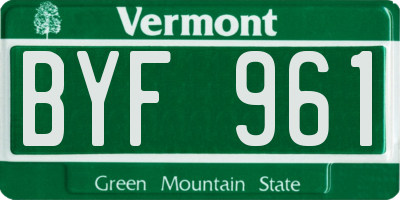 VT license plate BYF961