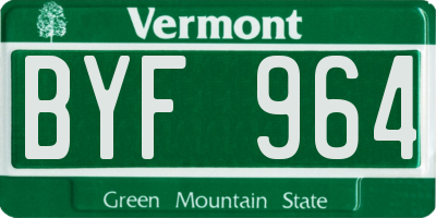 VT license plate BYF964
