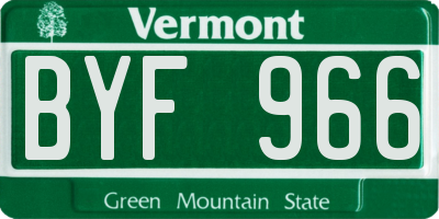 VT license plate BYF966