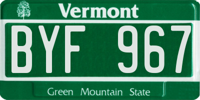 VT license plate BYF967