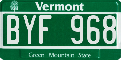 VT license plate BYF968