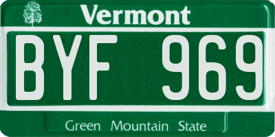 VT license plate BYF969