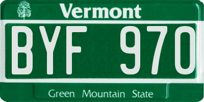 VT license plate BYF970