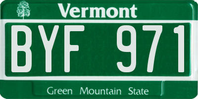 VT license plate BYF971