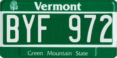 VT license plate BYF972