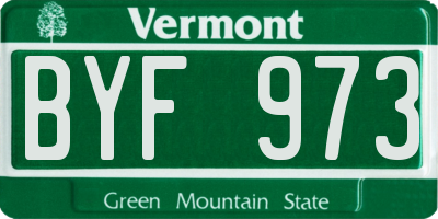 VT license plate BYF973