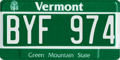 VT license plate BYF974