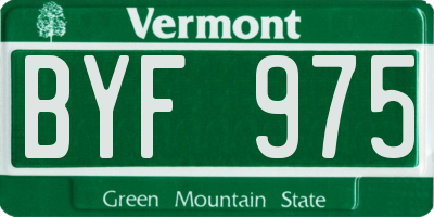 VT license plate BYF975