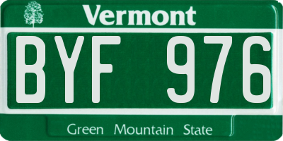 VT license plate BYF976