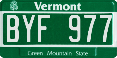 VT license plate BYF977