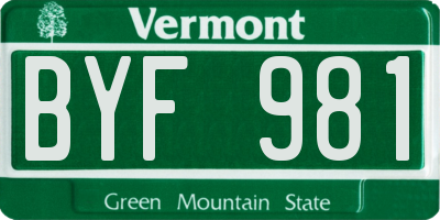 VT license plate BYF981