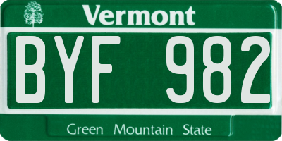 VT license plate BYF982