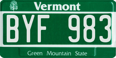 VT license plate BYF983