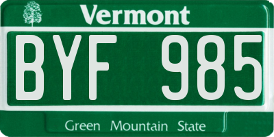 VT license plate BYF985