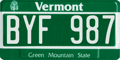 VT license plate BYF987