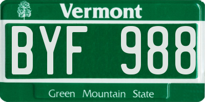 VT license plate BYF988