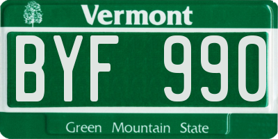 VT license plate BYF990
