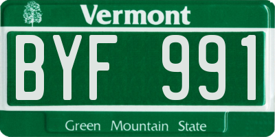 VT license plate BYF991