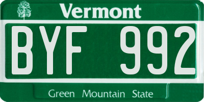 VT license plate BYF992