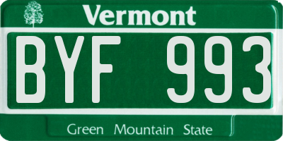 VT license plate BYF993