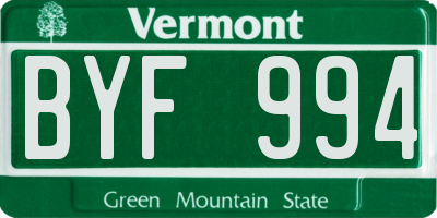 VT license plate BYF994