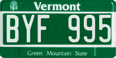 VT license plate BYF995
