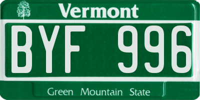 VT license plate BYF996