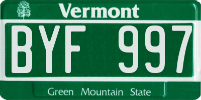 VT license plate BYF997
