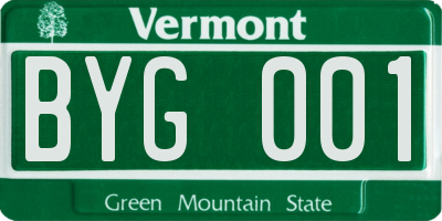 VT license plate BYG001